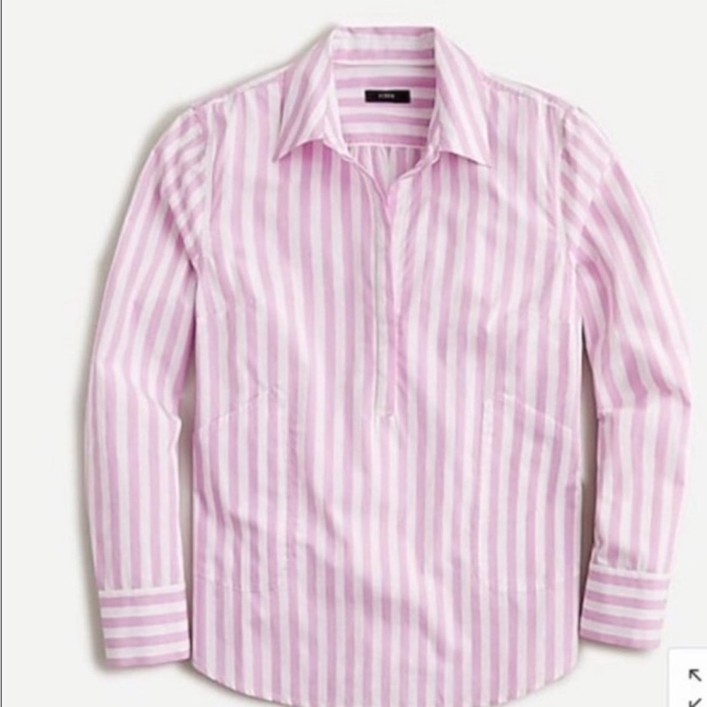 Jcrew Pink and White Tunic. Size Large